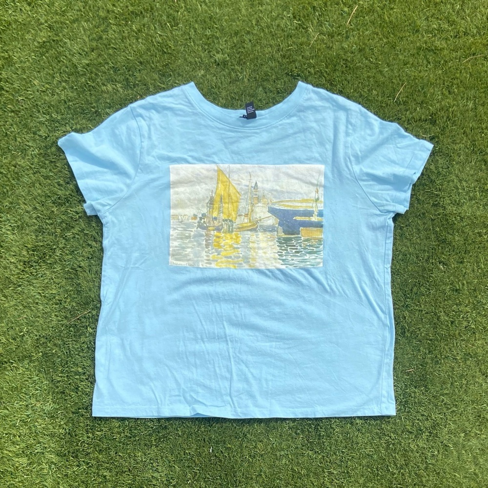 Forever 21 light blue ocean shirt